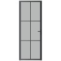 VidaXL Drzwi wewnętrzne, 76x201,5 cm, czarne, matowe szkło i aluminium