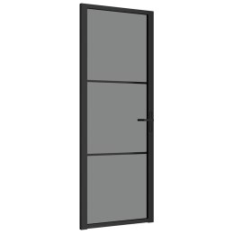 VidaXL Drzwi wewnętrzne, 76x201,5 cm, czarne, szkło ESG i aluminium