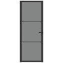 VidaXL Drzwi wewnętrzne, 76x201,5 cm, czarne, szkło ESG i aluminium
