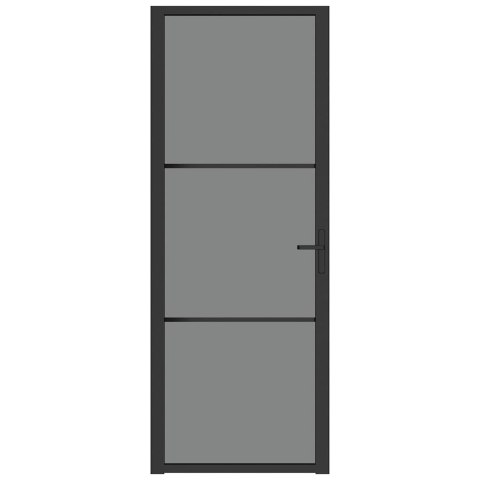 VidaXL Drzwi wewnętrzne, 76x201,5 cm, czarne, szkło ESG i aluminium