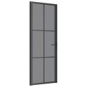VidaXL Drzwi wewnętrzne, 76x201,5 cm, czarne, szkło ESG i aluminium