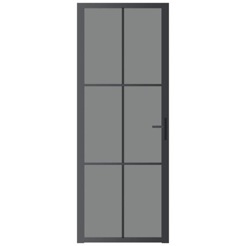 VidaXL Drzwi wewnętrzne, 76x201,5 cm, czarne, szkło ESG i aluminium