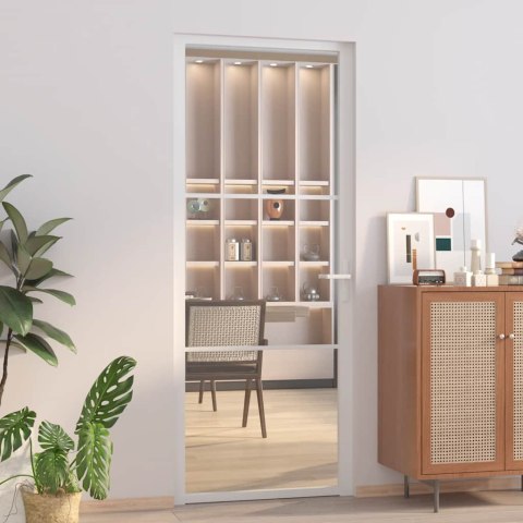 VidaXL Drzwi wewnętrzne, 83x201,5 cm, białe, szkło ESG i aluminium