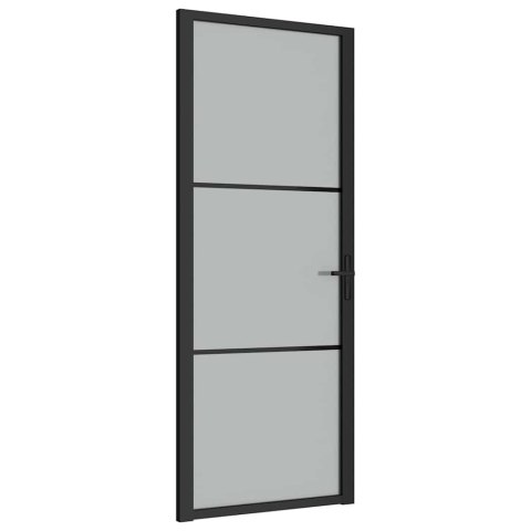 VidaXL Drzwi wewnętrzne, 83x201,5 cm, czarne, matowe szkło i aluminium