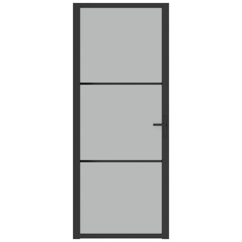 VidaXL Drzwi wewnętrzne, 83x201,5 cm, czarne, matowe szkło i aluminium