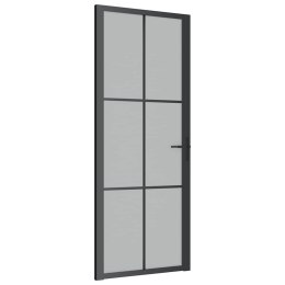 VidaXL Drzwi wewnętrzne, 83x201,5 cm, czarne, matowe szkło i aluminium