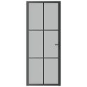 VidaXL Drzwi wewnętrzne, 83x201,5 cm, czarne, matowe szkło i aluminium