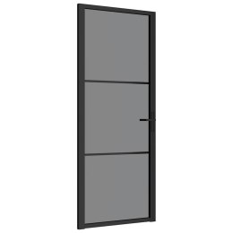 VidaXL Drzwi wewnętrzne, 83x201,5 cm, czarne, szkło ESG i aluminium