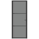VidaXL Drzwi wewnętrzne, 83x201,5 cm, czarne, szkło ESG i aluminium