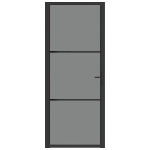 VidaXL Drzwi wewnętrzne, 83x201,5 cm, czarne, szkło ESG i aluminium
