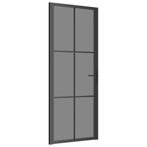 VidaXL Drzwi wewnętrzne, 83x201,5 cm, czarne, szkło ESG i aluminium
