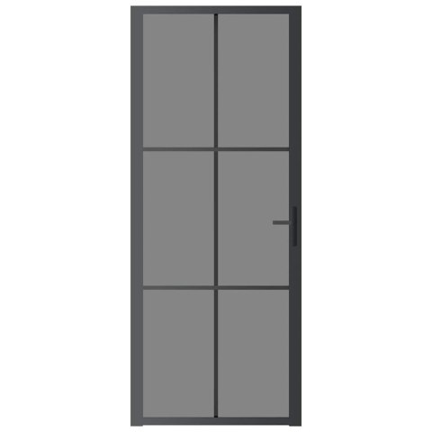 VidaXL Drzwi wewnętrzne, 83x201,5 cm, czarne, szkło ESG i aluminium