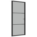 VidaXL Drzwi wewnętrzne, 93x201,5 cm, czarne, matowe szkło i aluminium