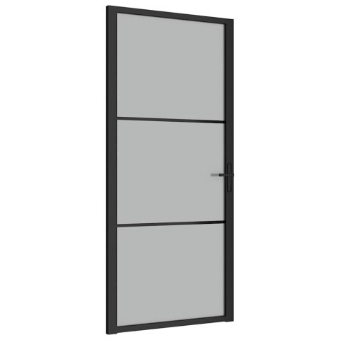 VidaXL Drzwi wewnętrzne, 93x201,5 cm, czarne, matowe szkło i aluminium