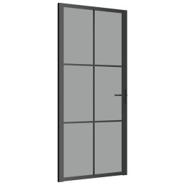 VidaXL Drzwi wewnętrzne, 93x201,5 cm, czarne, szkło ESG i aluminium