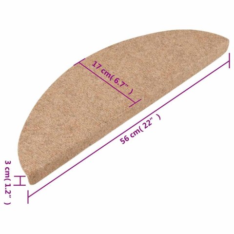 VidaXL Samoprzylepne nakładki na schody, 10 szt., beżowe, 56x17x3 cm