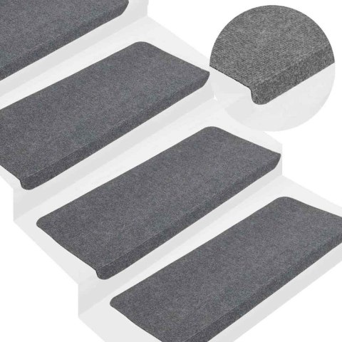 SAMOPRZYLEPNE NAKŁADKI NA SCHODY 15 SZT. 65X24,5X3,5CM SZARE