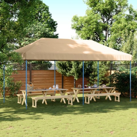 SKŁADANY NAMIOT IMPREZOWY TYPU POP-UP BEŻOWY 580X292X315CM