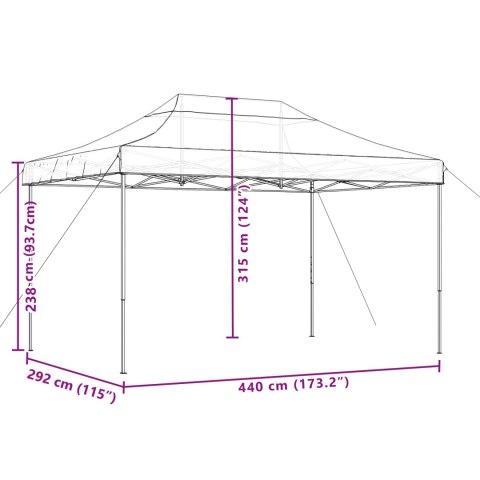 SKŁADANY NAMIOT IMPREZOWY TYPU POP-UP CZARNY 440X292X315CM