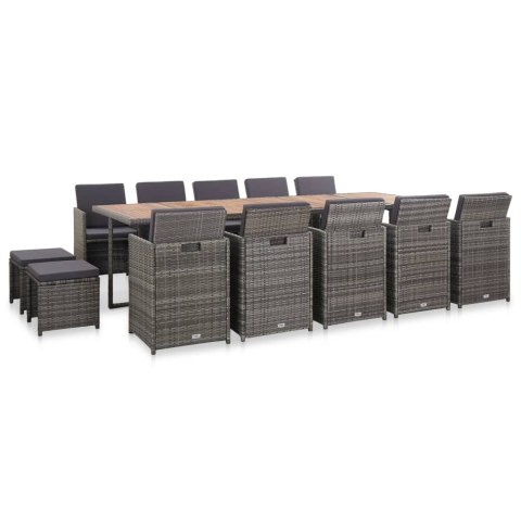 VidaXL 15-cz. zestaw mebli do ogrodu z poduszkami, rattan PE, antracyt