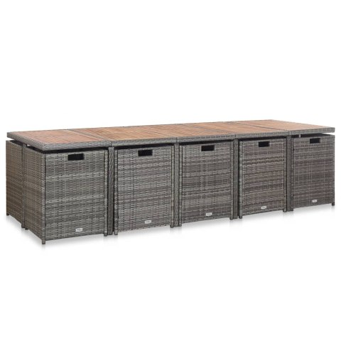 VidaXL 15-cz. zestaw mebli do ogrodu z poduszkami, rattan PE, antracyt