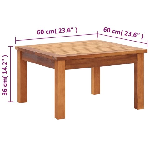 VidaXL Ogrodowy stolik kawowy, 60x60x36 cm, lite drewno akacjowe