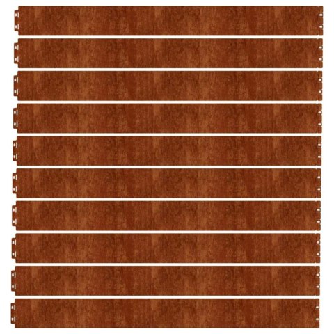 VidaXL Obrzeża trawnikowe, 10 szt., 10x103 cm, giętkie, stal Corten