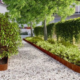 VidaXL Obrzeża trawnikowe, 10 szt., 15x103 cm, giętkie, stal Corten