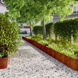 VidaXL Obrzeża trawnikowe, 10 szt., 25x103 cm, giętkie, stal Corten