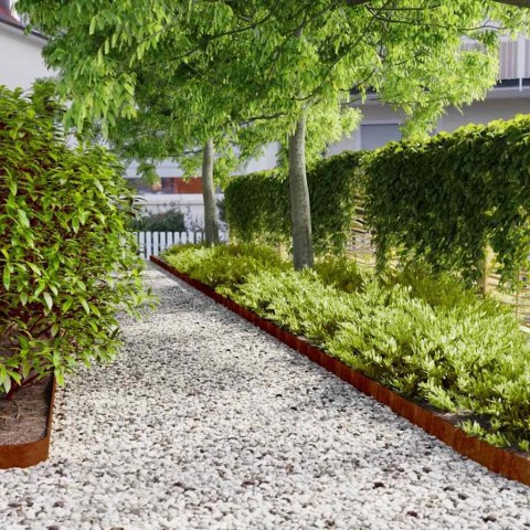 VidaXL Obrzeża trawnikowe, 50 szt., 10x103 cm, giętkie, stal Corten
