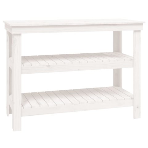 VidaXL Stolik roboczy, biały, 110,5x50x80 cm, lite drewno sosnowe
