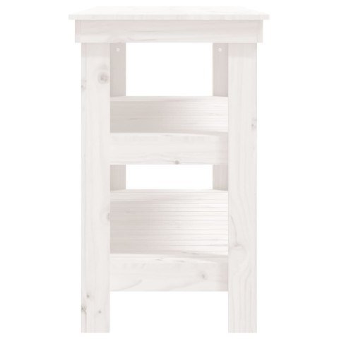 VidaXL Stolik roboczy, biały, 110,5x50x80 cm, lite drewno sosnowe