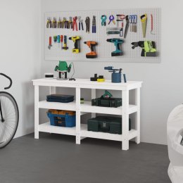 VidaXL Stolik roboczy, biały, 142,5x50x80 cm, lite drewno sosnowe