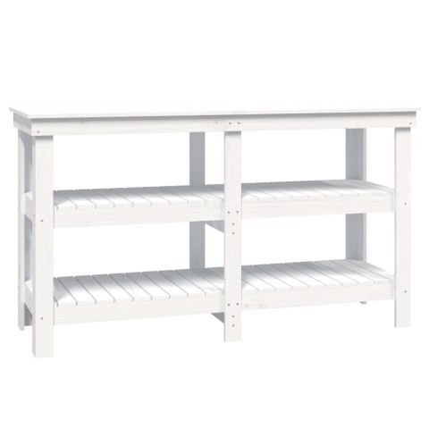 VidaXL Stolik roboczy, biały, 142,5x50x80 cm, lite drewno sosnowe