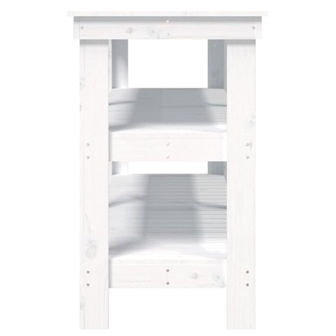 VidaXL Stolik roboczy, biały, 142,5x50x80 cm, lite drewno sosnowe