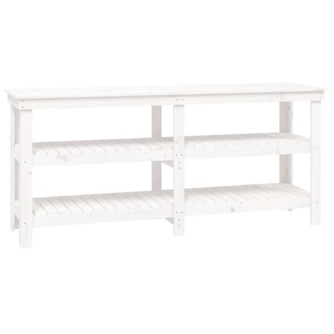 VidaXL Stolik roboczy, biały, 181x50x80 cm, lite drewno sosnowe