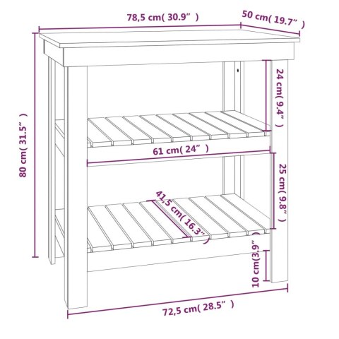 STOLIK ROBOCZY BIAŁY 78,5X50X80CM LITE DREWNO SOSNOWE