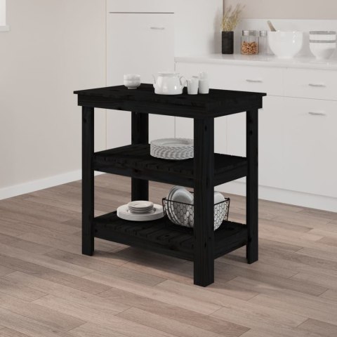 VidaXL Stolik roboczy, czarny, 78,5x50x80 cm, lite drewno sosnowe
