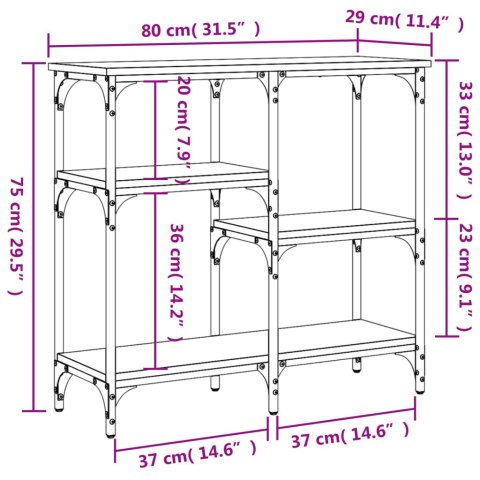 VidaXL Stolik konsolowy Sonoma Oak 80x29x75 cm Drewno konstrukcyjne