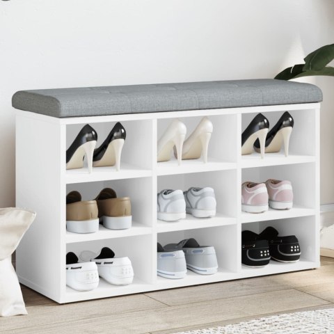 VidaXL Ławka na buty biała 82x32x50 cm Drewno konstrukcyjne