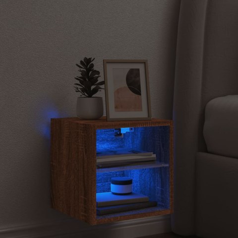 VidaXL Ścienna szafka TV z LED, brązowy dąb, 30x28,5x30 cm