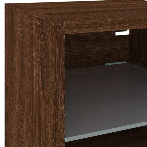 VidaXL Ścienna szafka TV z LED, brązowy dąb, 30x28,5x30 cm