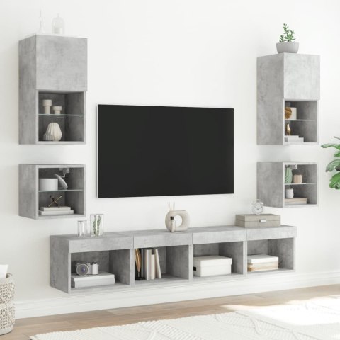 VidaXL Ścienna szafka TV z LED, szarość betonu, 30x28,5x30 cm