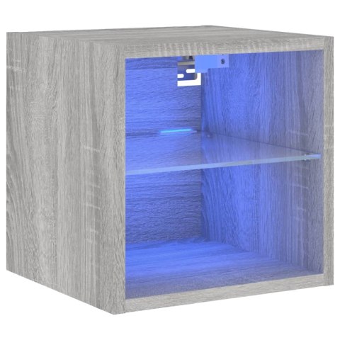 VidaXL Ścienna szafka TV z LED, szary dąb sonoma, 30x28,5x30 cm