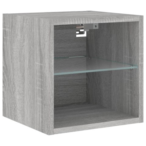 VidaXL Ścienna szafka TV z LED, szary dąb sonoma, 30x28,5x30 cm