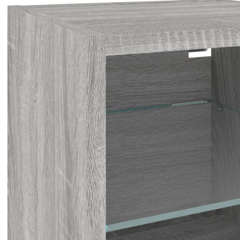 VidaXL Ścienna szafka TV z LED, szary dąb sonoma, 30x28,5x30 cm