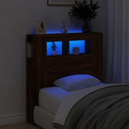 VidaXL Wezgłowie łóżka z LED, brązowy dąb, 100x18,5x103,5 cm