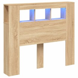 VidaXL Wezgłowie łóżka z LED, dąb sonoma, 120x18,5x103,5 cm
