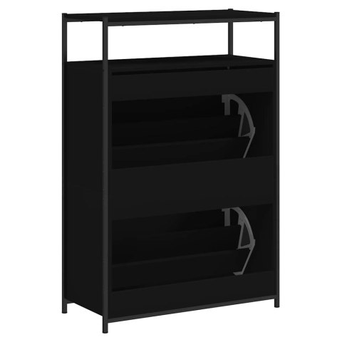 VidaXL Szafka na buty, czarna, 75x34x112 cm, materiał drewnopochodny