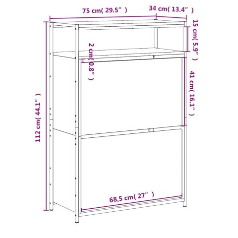 VidaXL Szafka na buty, czarna, 75x34x112 cm, materiał drewnopochodny